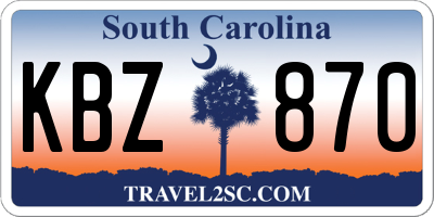 SC license plate KBZ870