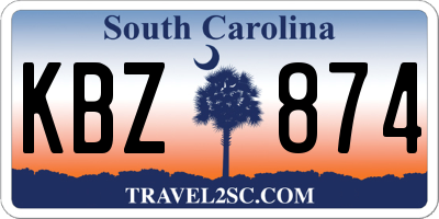 SC license plate KBZ874