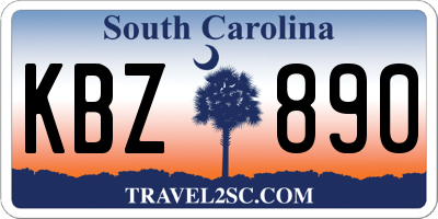 SC license plate KBZ890