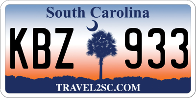 SC license plate KBZ933