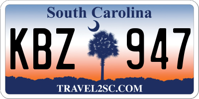SC license plate KBZ947
