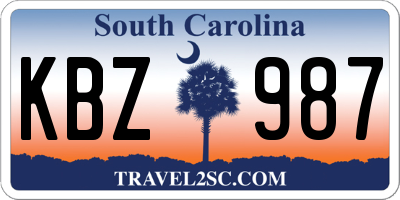 SC license plate KBZ987