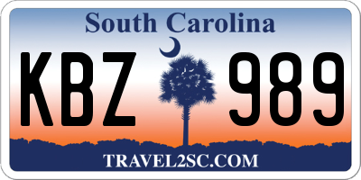 SC license plate KBZ989