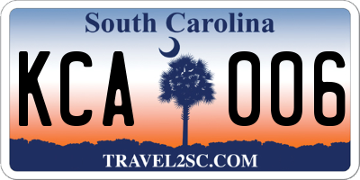 SC license plate KCA006