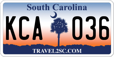 SC license plate KCA036