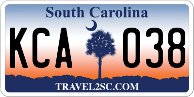 SC license plate KCA038