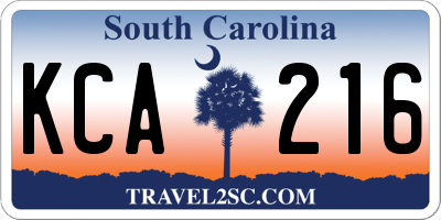 SC license plate KCA216