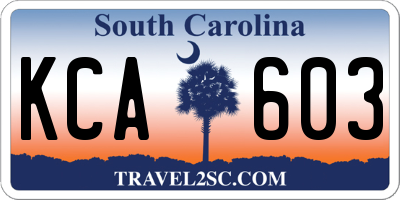 SC license plate KCA603