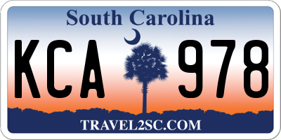 SC license plate KCA978