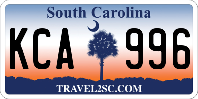 SC license plate KCA996