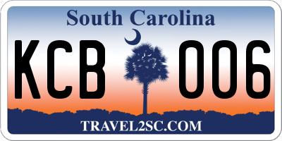 SC license plate KCB006