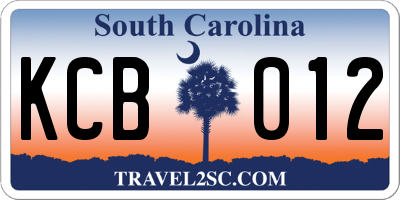 SC license plate KCB012