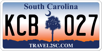 SC license plate KCB027