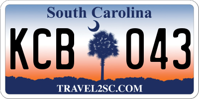 SC license plate KCB043