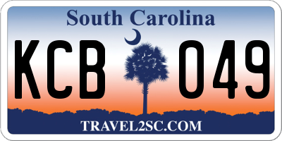 SC license plate KCB049