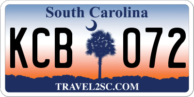 SC license plate KCB072