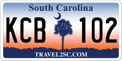 SC license plate KCB102