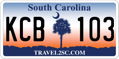 SC license plate KCB103