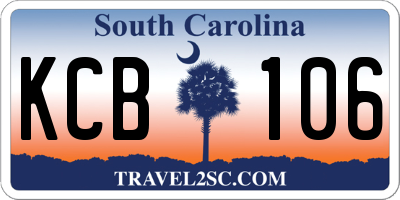 SC license plate KCB106