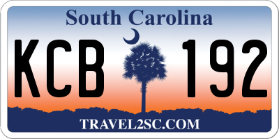 SC license plate KCB192