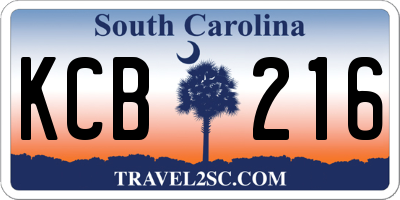 SC license plate KCB216