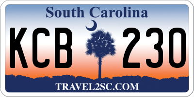 SC license plate KCB230