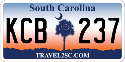 SC license plate KCB237