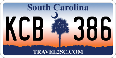 SC license plate KCB386