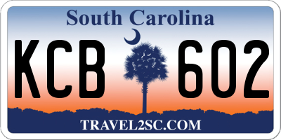 SC license plate KCB602