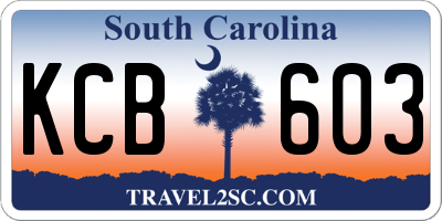 SC license plate KCB603