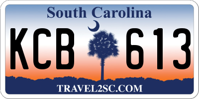 SC license plate KCB613