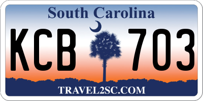 SC license plate KCB703
