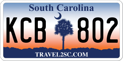 SC license plate KCB802