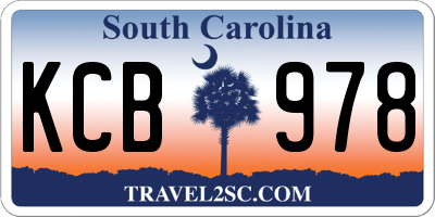 SC license plate KCB978