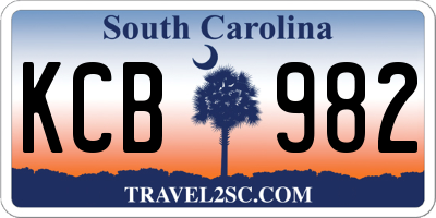 SC license plate KCB982
