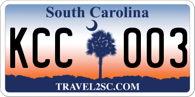 SC license plate KCC003