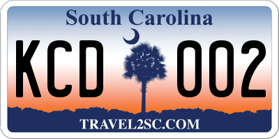 SC license plate KCD002