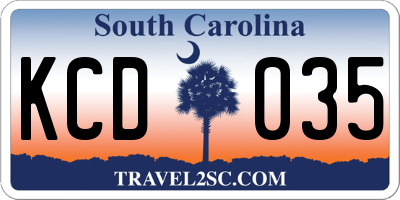 SC license plate KCD035