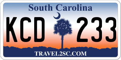 SC license plate KCD233