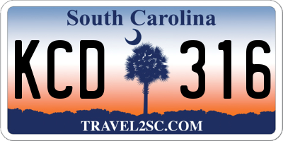 SC license plate KCD316