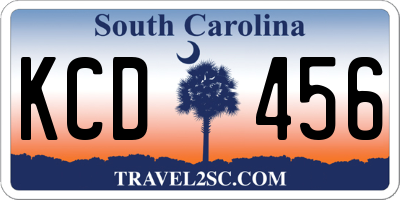 SC license plate KCD456