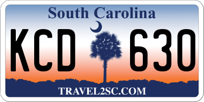 SC license plate KCD630