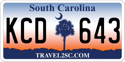 SC license plate KCD643