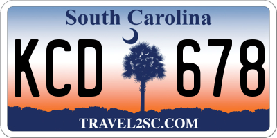 SC license plate KCD678