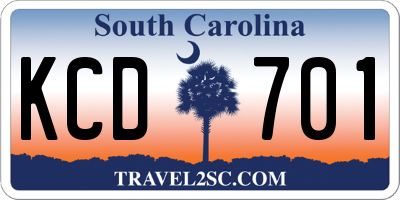 SC license plate KCD701