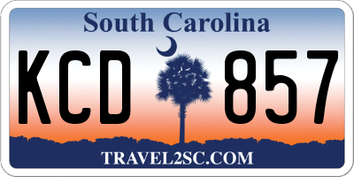 SC license plate KCD857