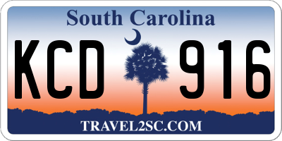 SC license plate KCD916