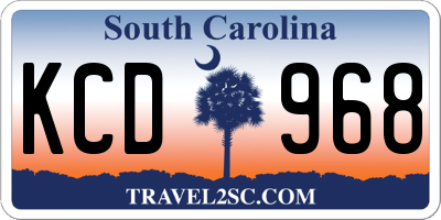 SC license plate KCD968