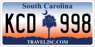 SC license plate KCD998