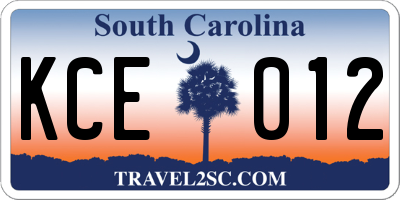 SC license plate KCE012